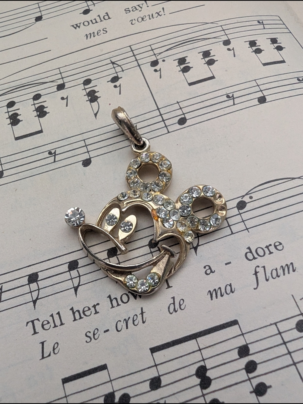 Crystal Accent Gold-Tone Disney Mickey Mouse Pendant Necklace Charm